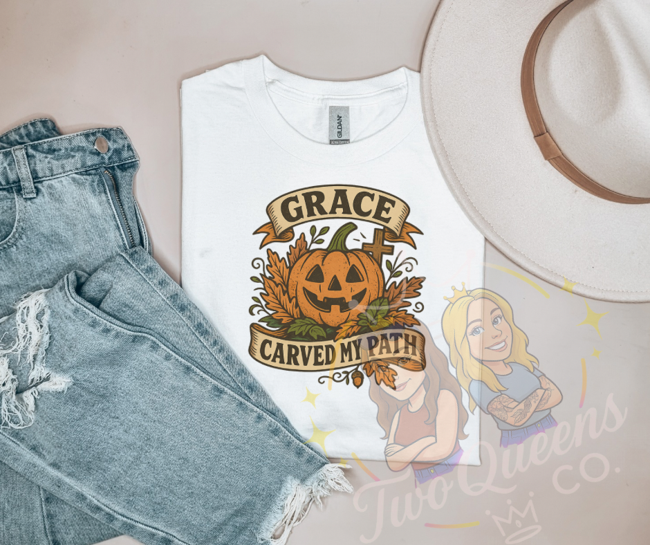 Grace Carved My Path Tee – Pumpkin Fall Graphic