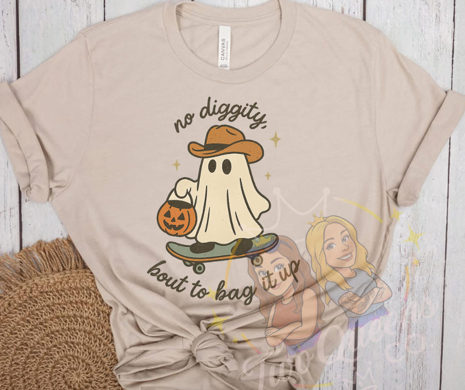 No Diggity Ghost Tee – Halloween Cowboy Skater