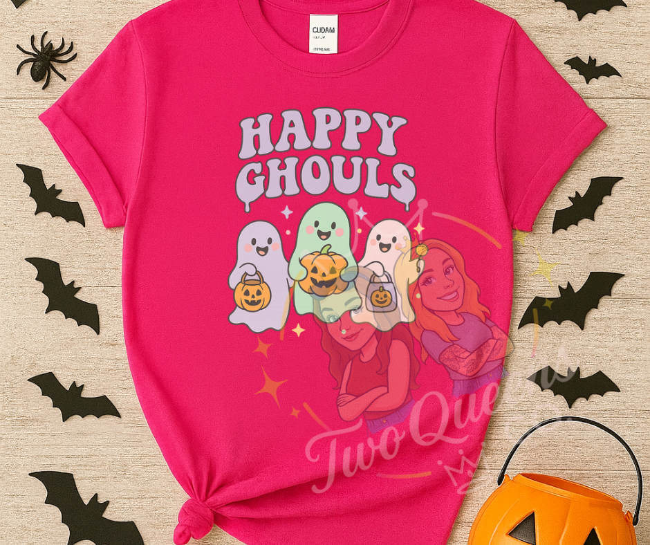 Happy Ghouls Tee – Cute Halloween Ghost Graphic