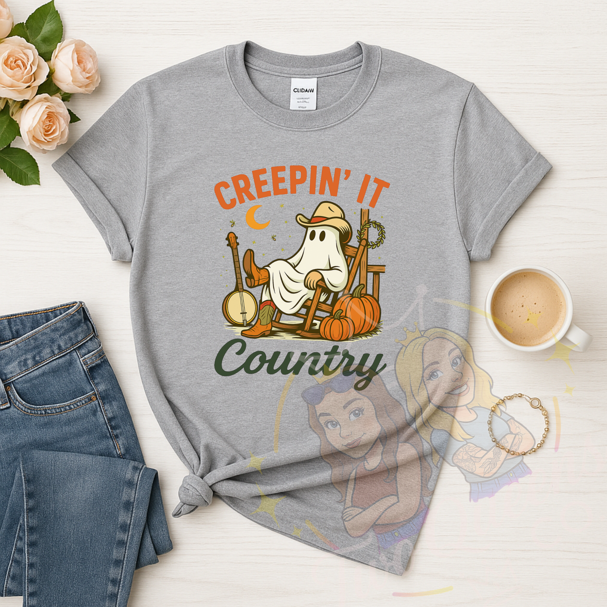 Creepin’ It Country – Cowboy Ghost Halloween Tee 🎃👻🤠